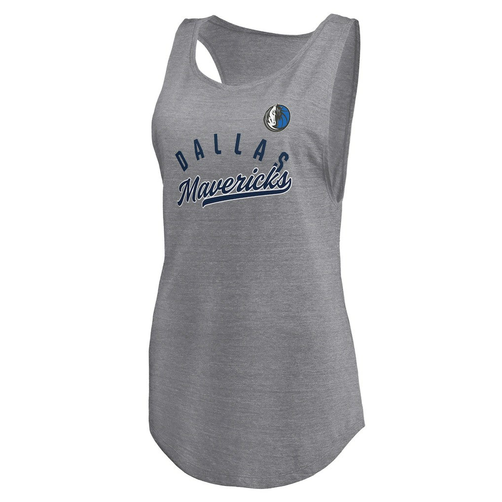 Fanatics - Dallas Mavericks Women's Quality Time Open Scoop Neck Tri-Blend Tank Top - Heathered Gray