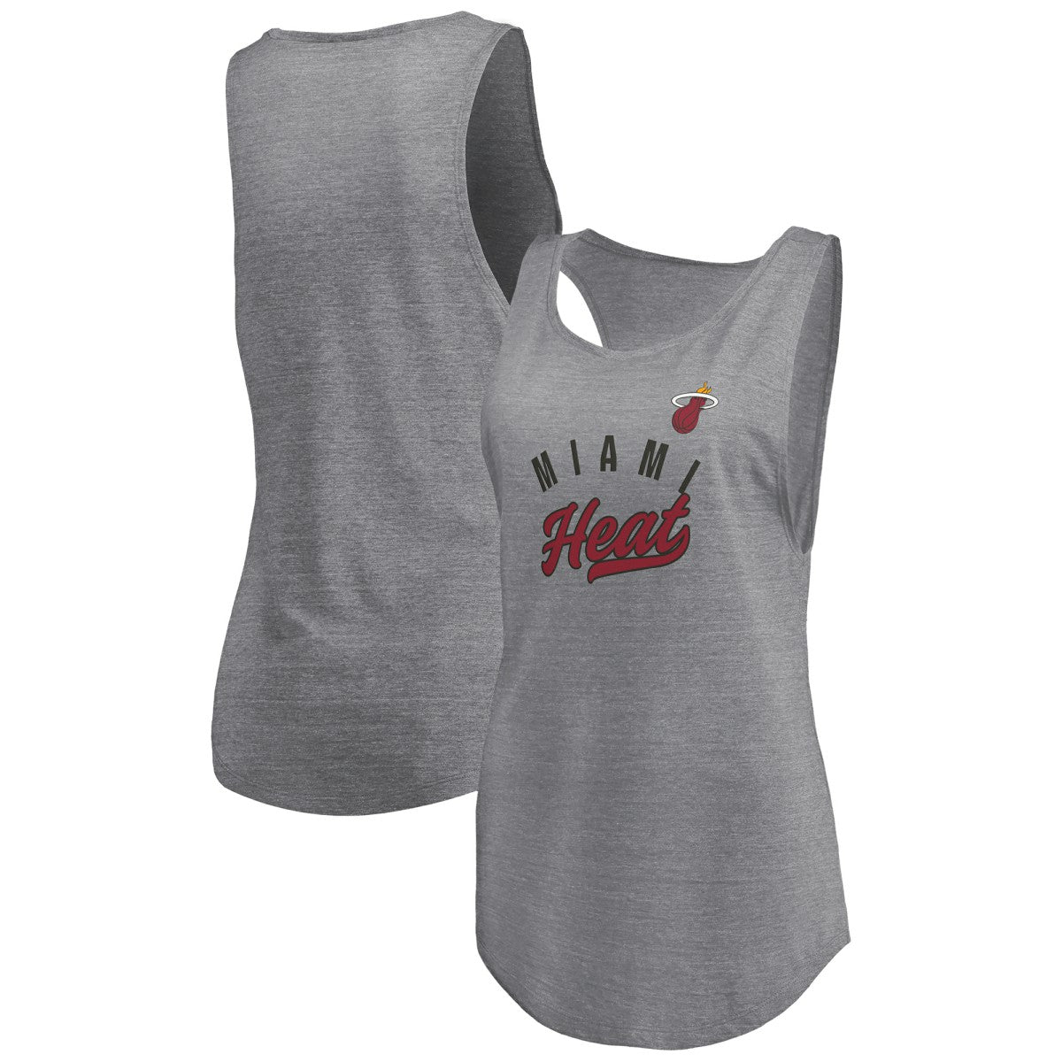 Fanatics - Miami Heat Women's Quality Time Open Scoop Neck Tri-Blend Tank Top - Heathered Gray
