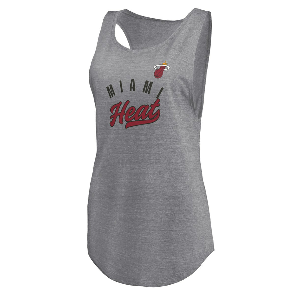 Fanatics - Miami Heat Women's Quality Time Open Scoop Neck Tri-Blend Tank Top - Heathered Gray