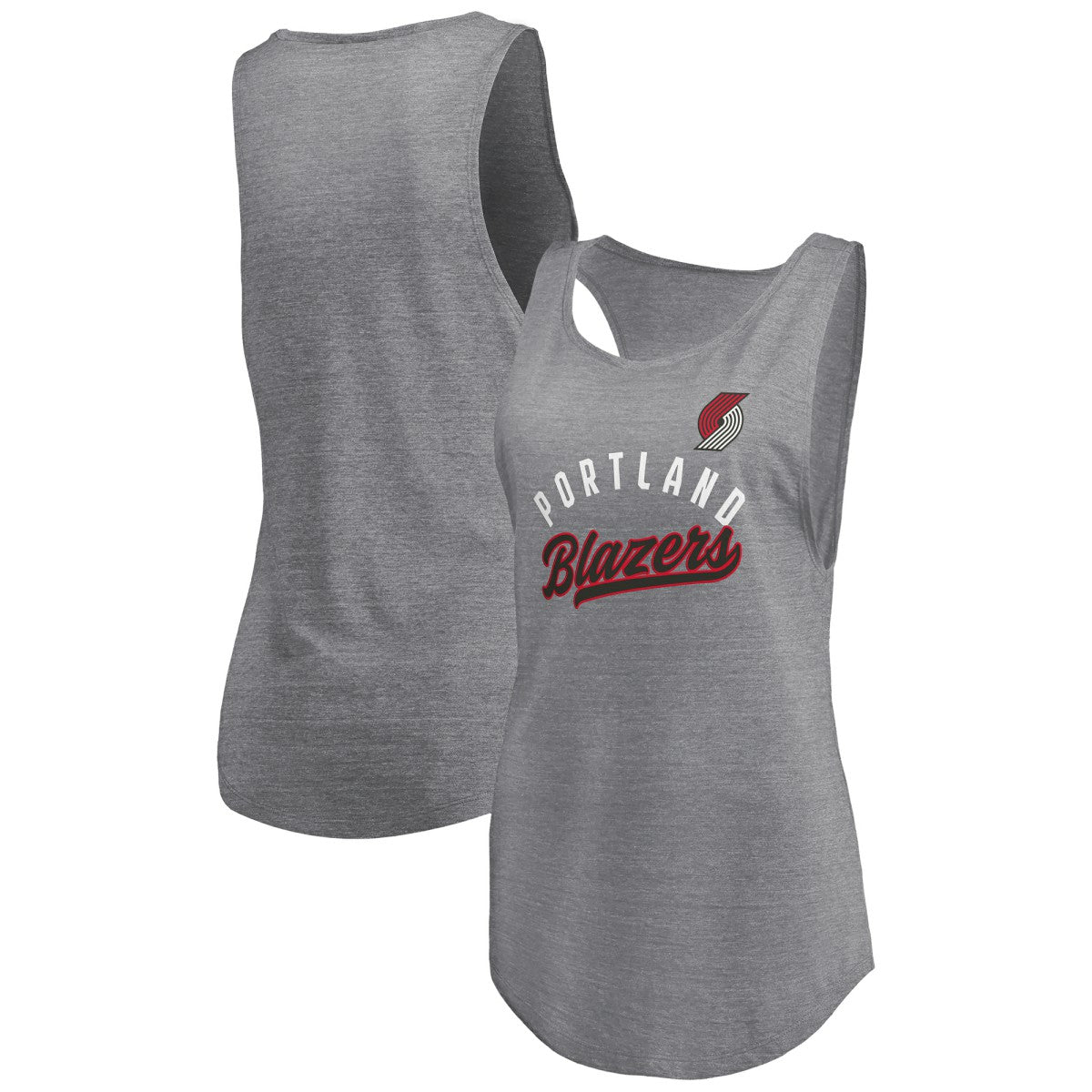 Fanatics - Portland Trail Blazers Women's Quality Time Open Scoop Neck Tri-Blend Tank Top - Heathered Gray