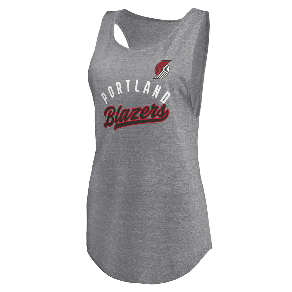 Fanatics - Portland Trail Blazers Women's Quality Time Open Scoop Neck Tri-Blend Tank Top - Heathered Gray