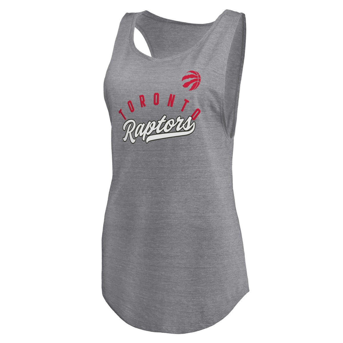 Fanatics - Toronto Raptors Women's Quality Time Open Scoop Neck Tri-Blend Tank Top - Heathered Gray
