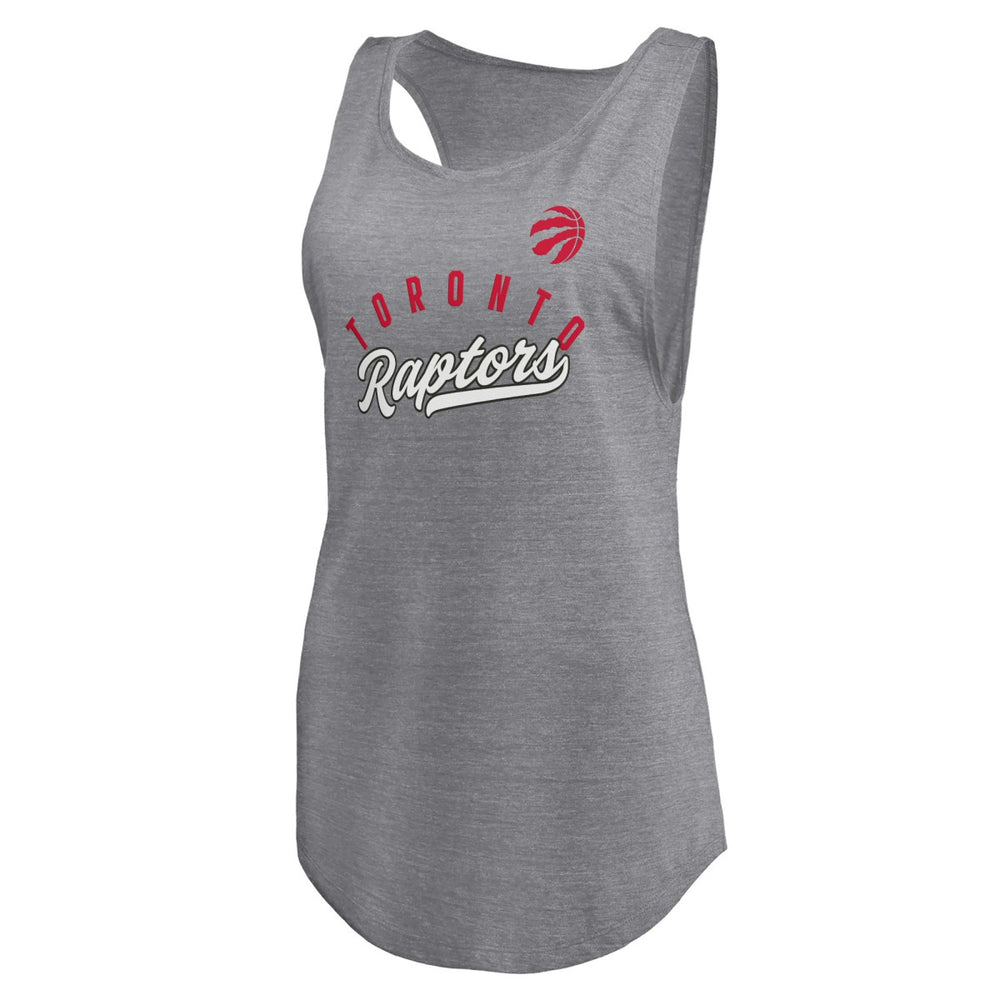 Fanatics - Toronto Raptors Women's Quality Time Open Scoop Neck Tri-Blend Tank Top - Heathered Gray