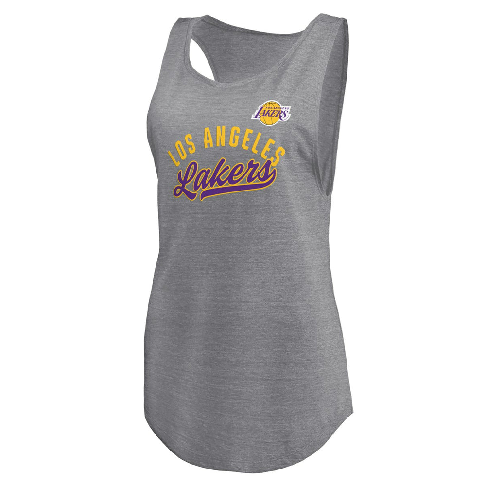 Fanatics - Los Angeles Lakers Women's Quality Time Open Scoop Neck Tri-Blend Tank Top - Heathered Gray