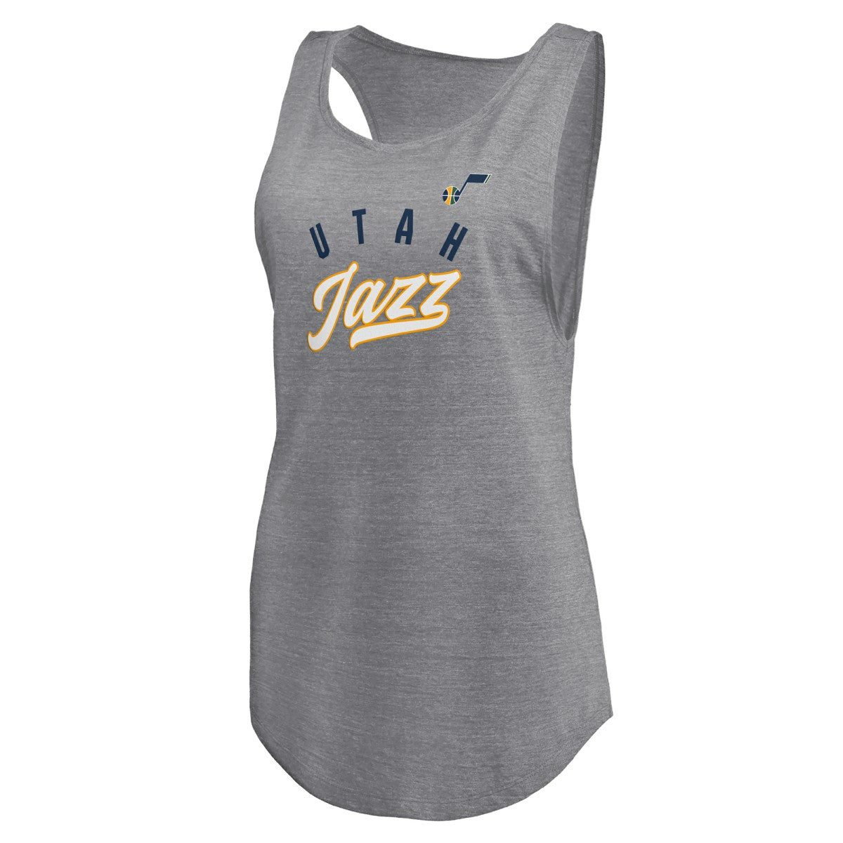 Fanatics - Utah Jazz Women's Quality Time Open Scoop Neck Tri-Blend Tank Top - Heathered Gray
