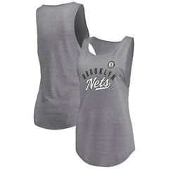 Fanatics - Brooklyn Nets Women's Quality Time Open Scoop Neck Tri-Blend Tank Top - Heathered Gray