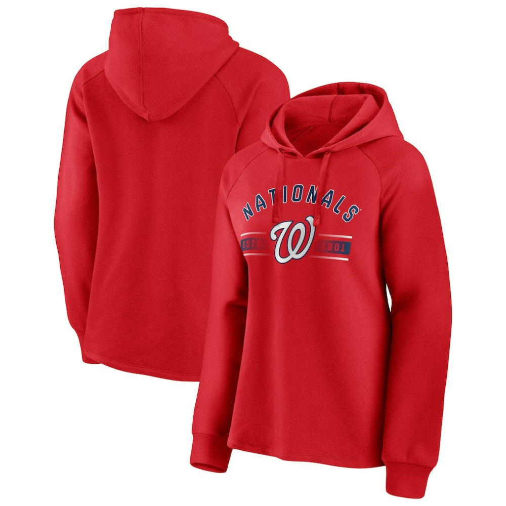 Washington Nationals Fanatics Women's Perfect Play Raglan Pullover Hoodie On Sale
