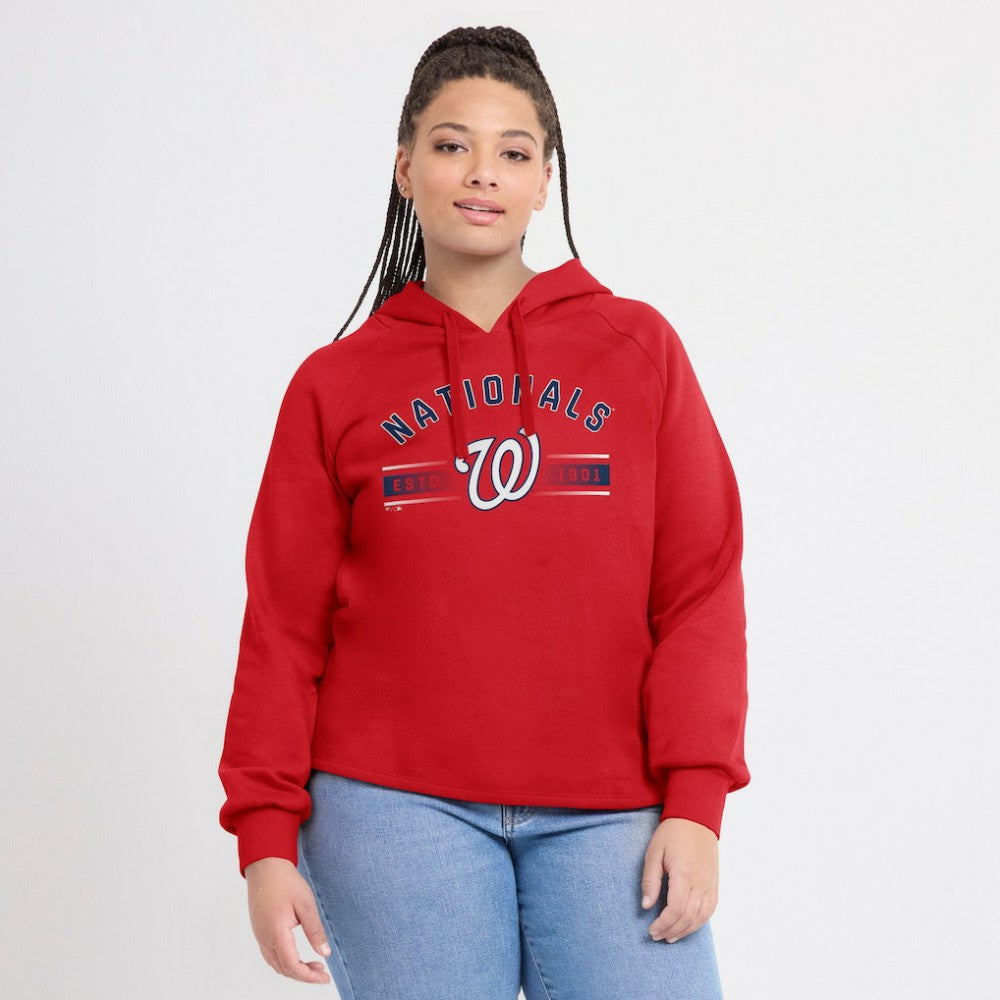 Washington Nationals Fanatics Women's Perfect Play Raglan Pullover Hoodie On Sale