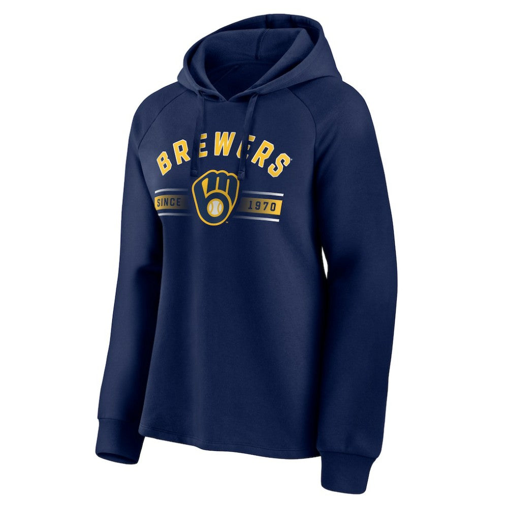 Milwaukee Brewers Fanatics Women's Perfect Play Raglan Pullover Hoodie On Sale