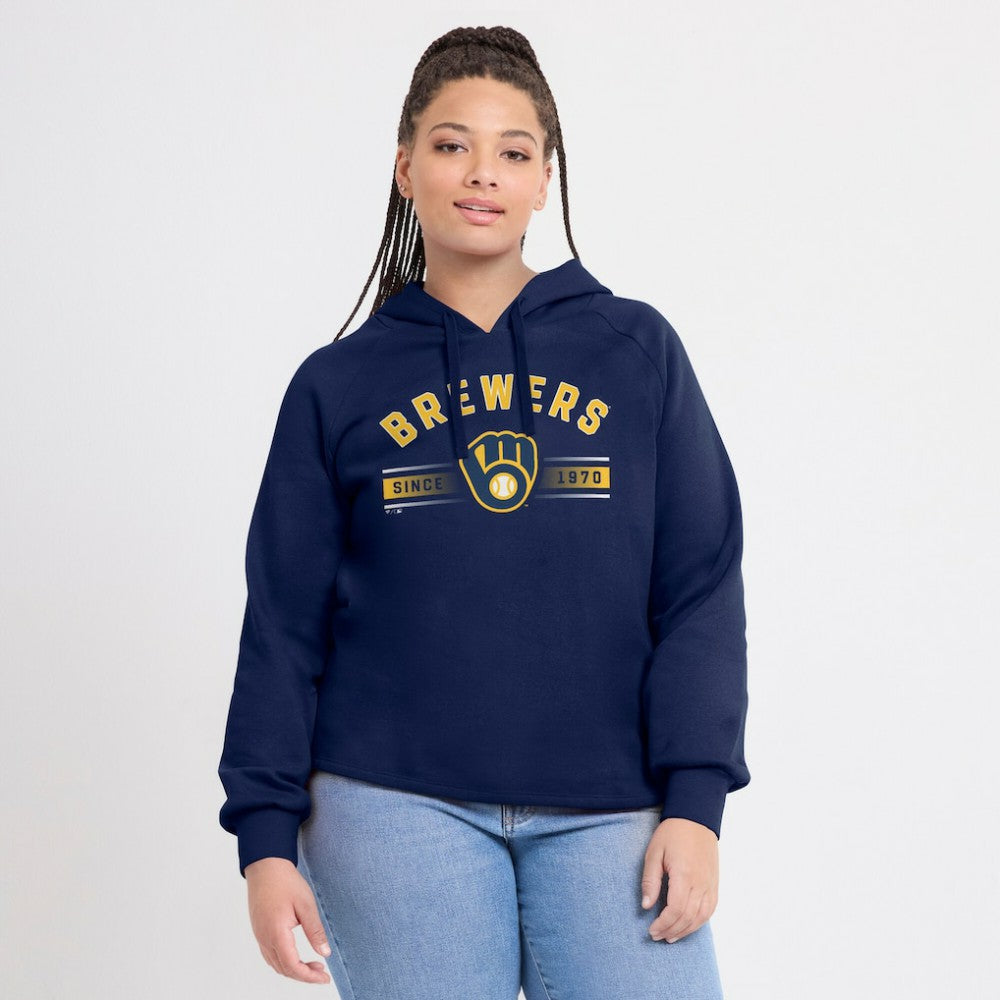Milwaukee Brewers Fanatics Women's Perfect Play Raglan Pullover Hoodie On Sale