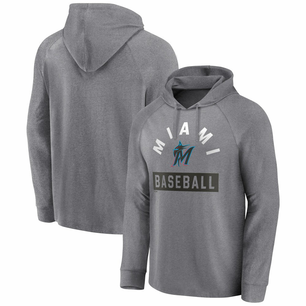 Miami Marlins Fanatics No Time Off Raglan Pullover Hoodie Clearance