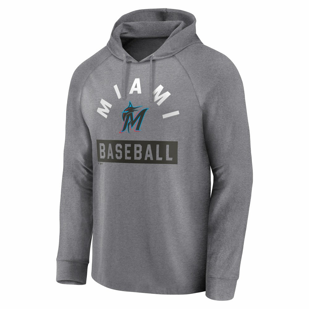 Miami Marlins Fanatics No Time Off Raglan Pullover Hoodie Clearance