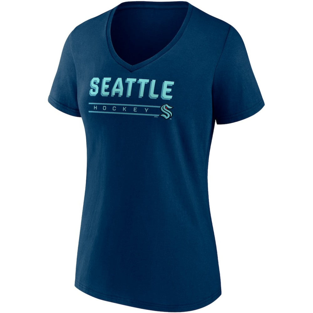 Seattle Kraken Fanatics Women's Parent 2-Pack V-Neck T-Shirt Set Deep Sea Blue/Gray