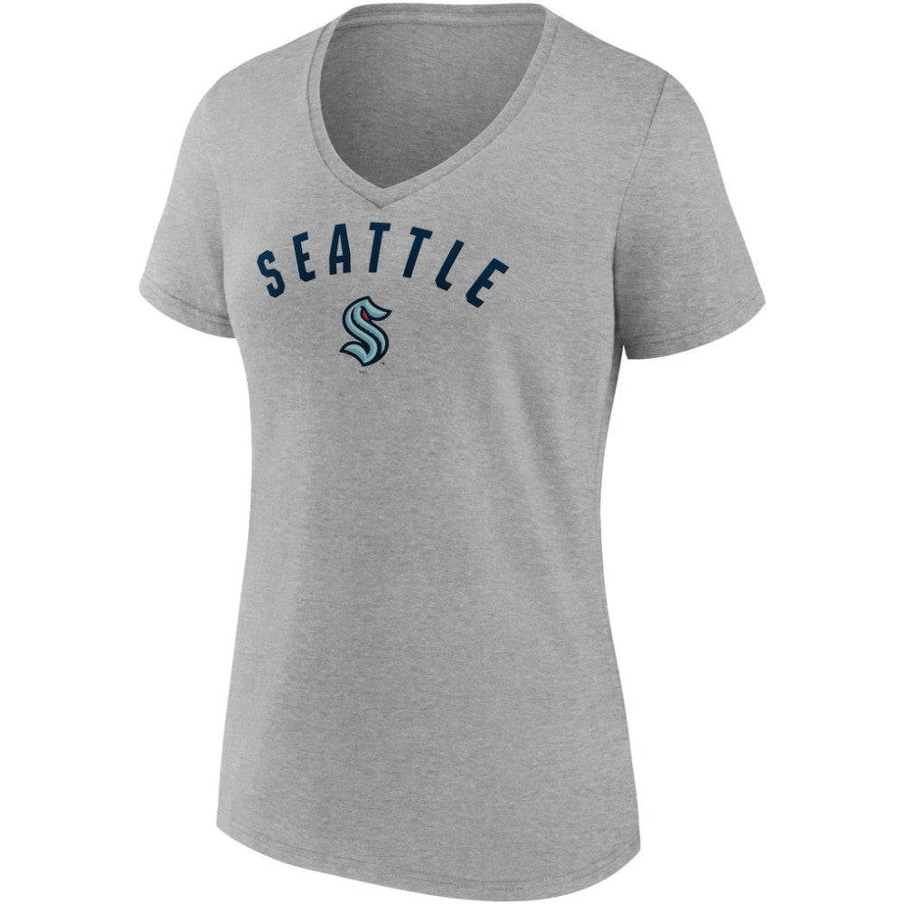 Seattle Kraken Fanatics Women's Parent 2-Pack V-Neck T-Shirt Set Deep Sea Blue/Gray