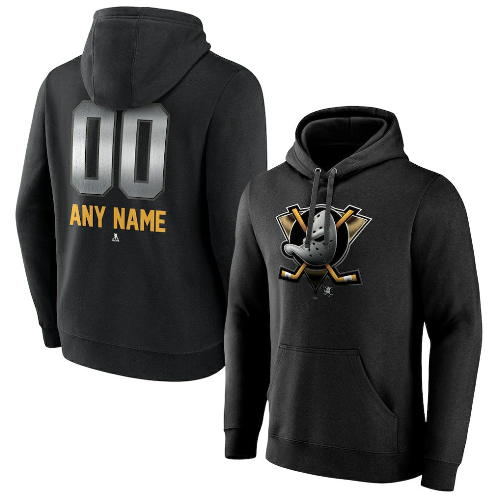 Anaheim Ducks - Personalized Midnight Mascot Logo Pullover Hoodie Black