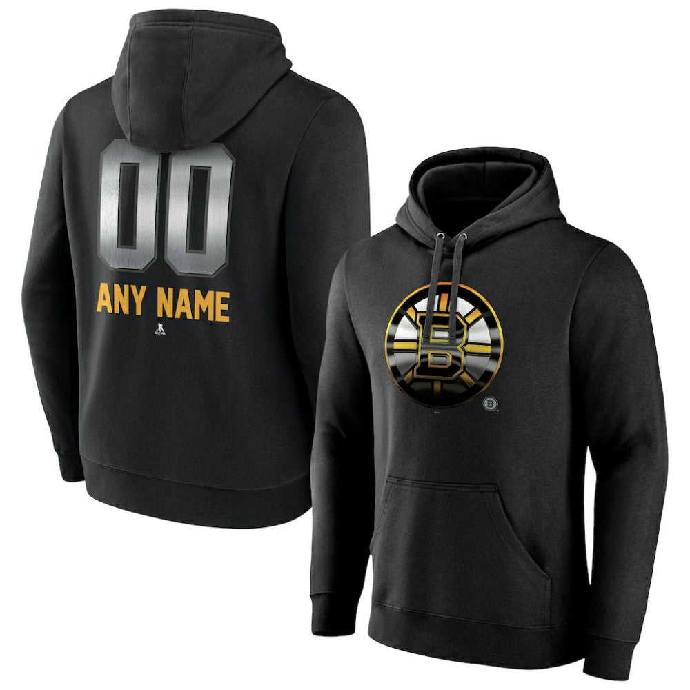 Boston Bruins Personalized Midnight Mascot Logo Pullover Hoodie Black
