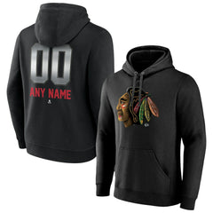 Chicago Blackhawks Personalized Midnight Mascot Logo Pullover Hoodie Black