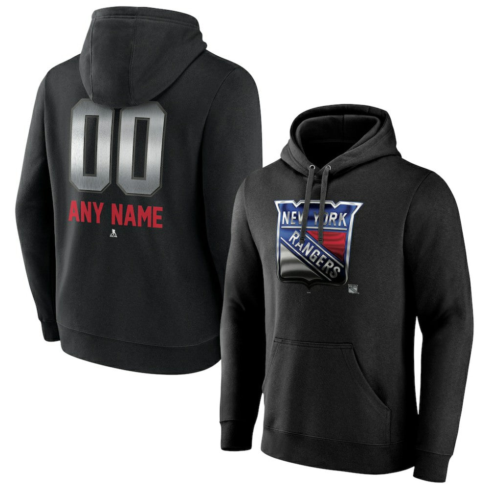 New York Rangers Personalized Midnight Mascot Logo Pullover Hoodie Black