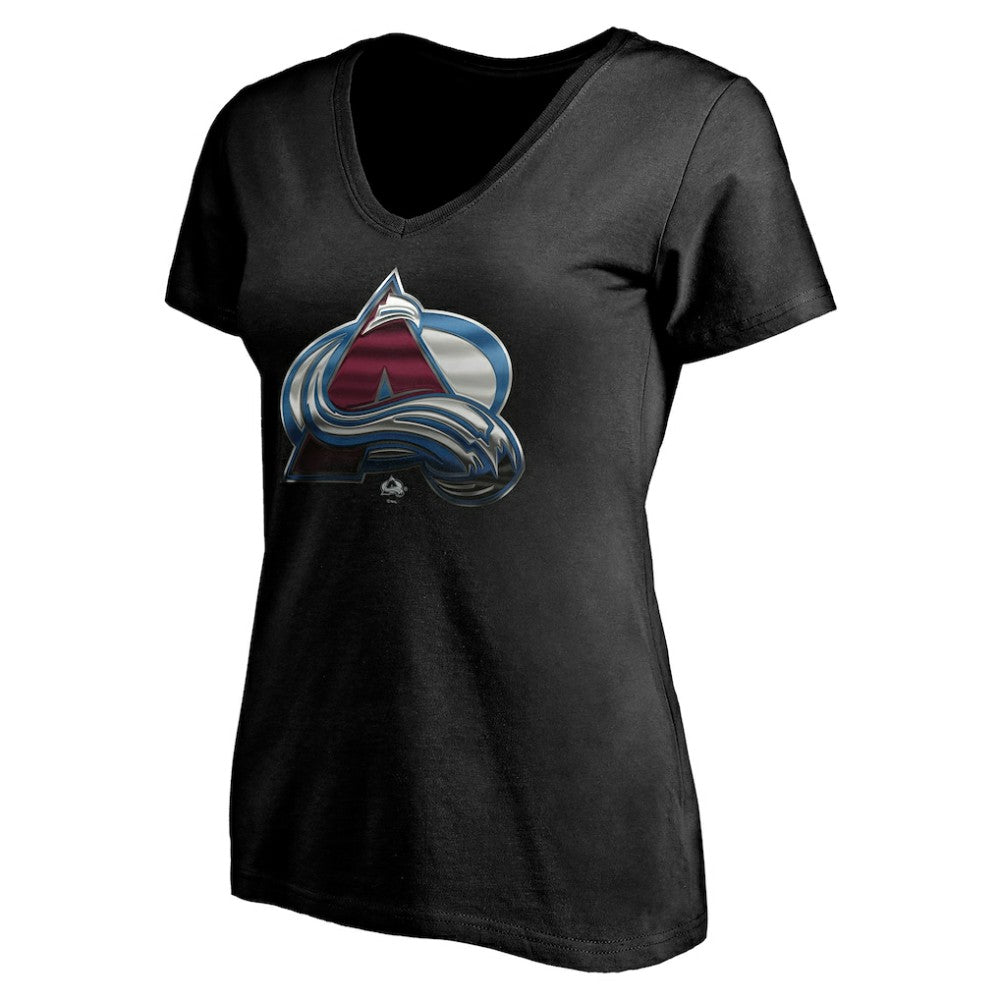 Colorado Avalanche - Women's Personalized Midnight Mascot Logo V-Neck T-Shirt Black