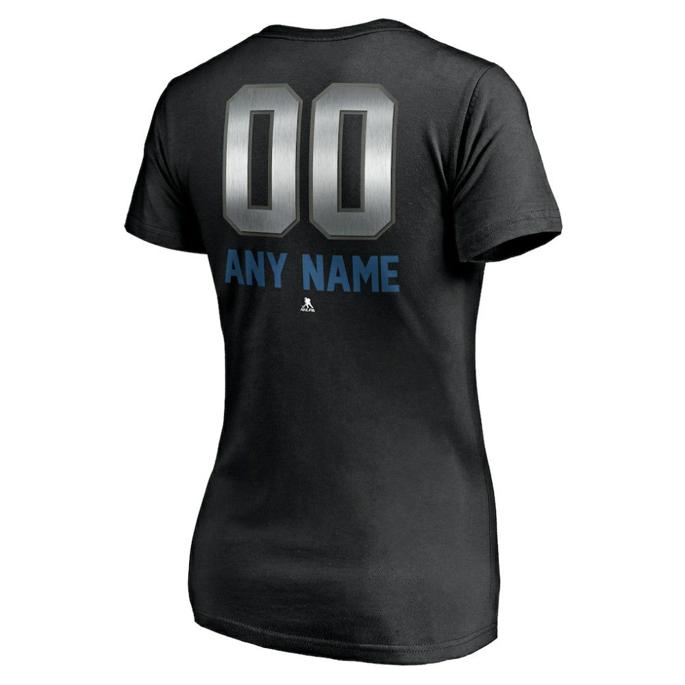 Colorado Avalanche - Women's Personalized Midnight Mascot Logo V-Neck T-Shirt Black