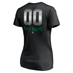 Dallas Stars - Women's Personalized Midnight Mascot Logo V-Neck T-Shirt Black