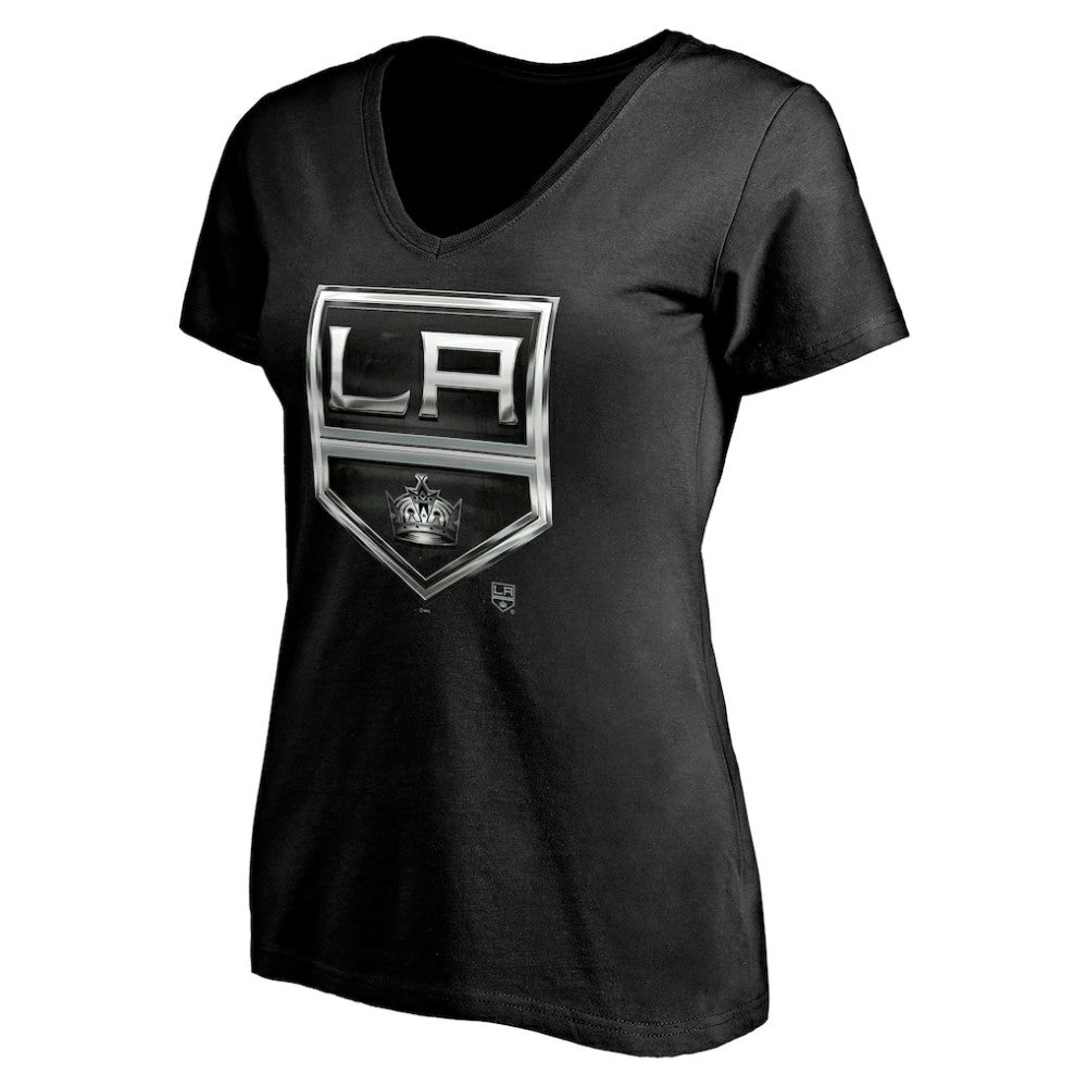 Los Angeles Kings - Women's Personalized Midnight Mascot Logo V-Neck T-Shirt Black