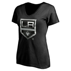 Los Angeles Kings - Women's Personalized Midnight Mascot Logo V-Neck T-Shirt Black