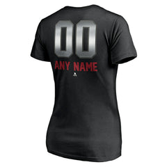 Montreal Canadiens - Women's Personalized Midnight Mascot Logo V-Neck T-Shirt Black