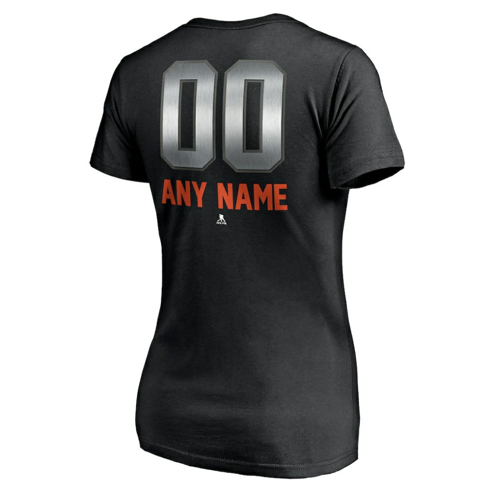 New York Islanders - Women's Personalized Midnight Mascot Logo V-Neck T-Shirt Black