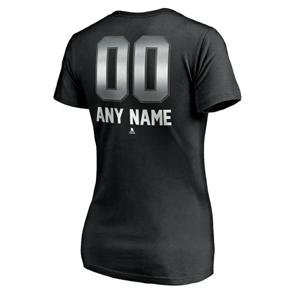 Toronto Maple Leafs - Women's Personalized Midnight Mascot Logo V-Neck T-Shirt Black