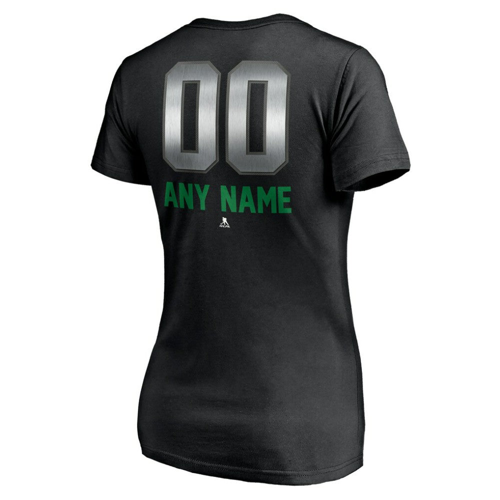 Vancouver Canucks - Women's Personalized Midnight Mascot Logo V-Neck T-Shirt Black