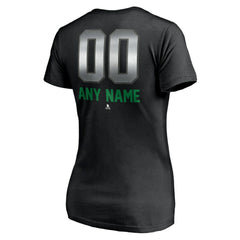 Vancouver Canucks - Women's Personalized Midnight Mascot Logo V-Neck T-Shirt Black