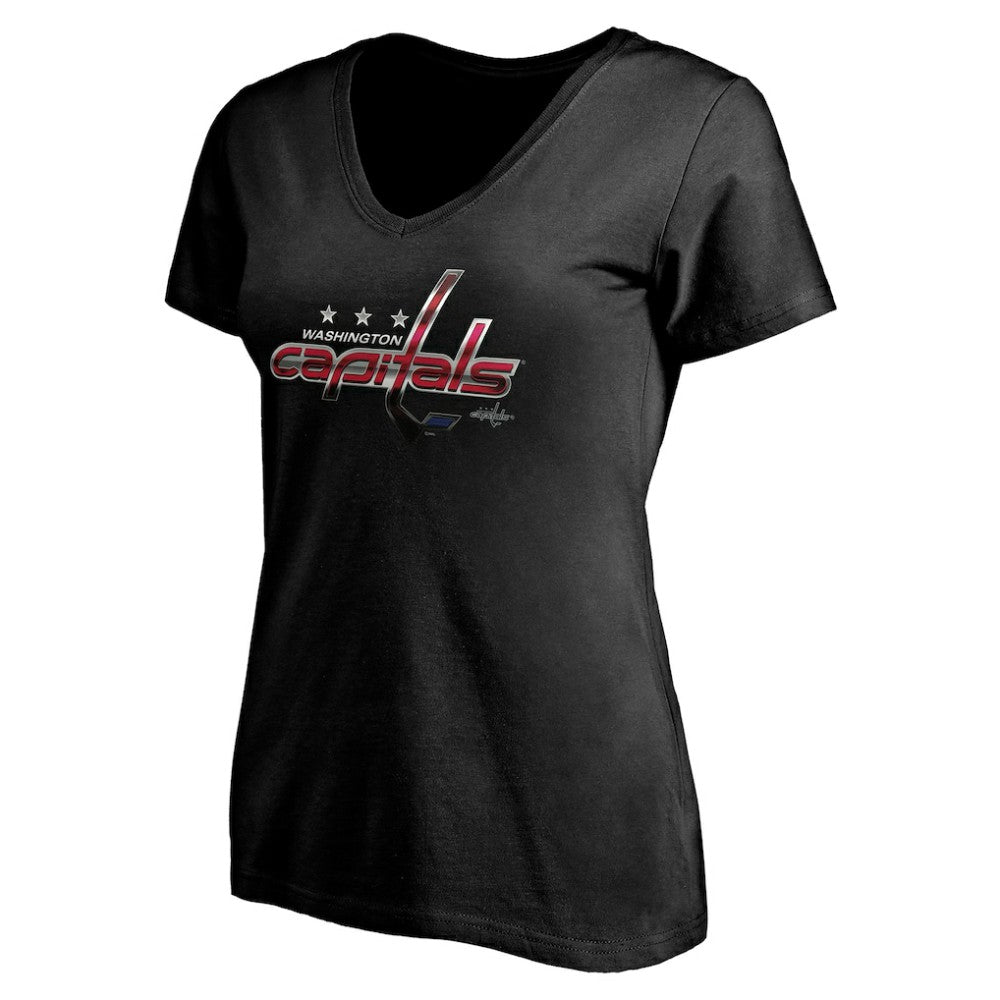 Washington Capitals Women's Personalized Midnight Mascot Logo V-Neck T-Shirt Black