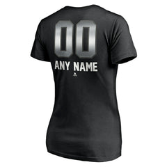 Winnipeg Jets - Women's Personalized Midnight Mascot Logo V-Neck T-Shirt Black