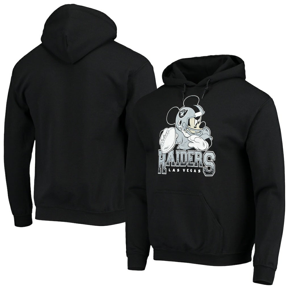 Las Vegas Raiders Junk Food Disney Mickey Quarterback Pullover Hoodie Black - NFL