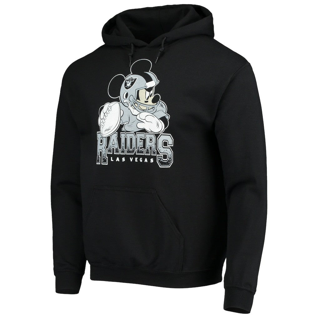 Las Vegas Raiders Junk Food Disney Mickey Quarterback Pullover Hoodie Black - NFL