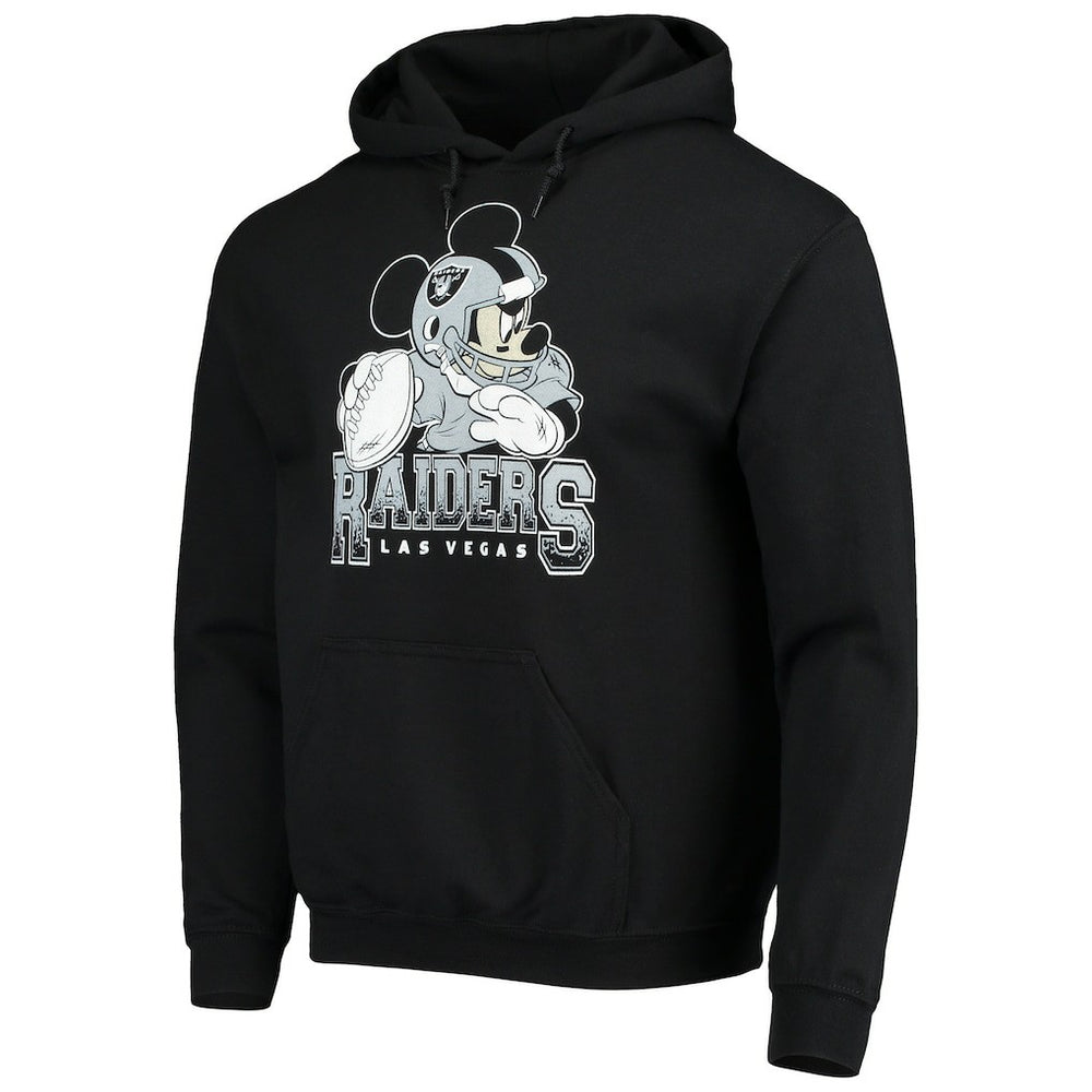 Las Vegas Raiders Junk Food Disney Mickey Quarterback Pullover Hoodie Black - NFL