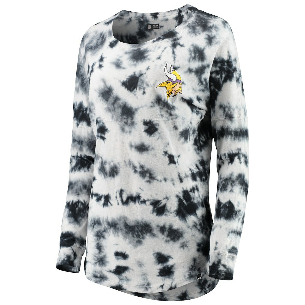 Minnesota Vikings New Era Women's Tie-Dye Long Sleeve T-Shirt Black - NFL