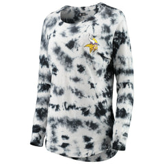 Minnesota Vikings New Era Women's Tie-Dye Long Sleeve T-Shirt Black - NFL