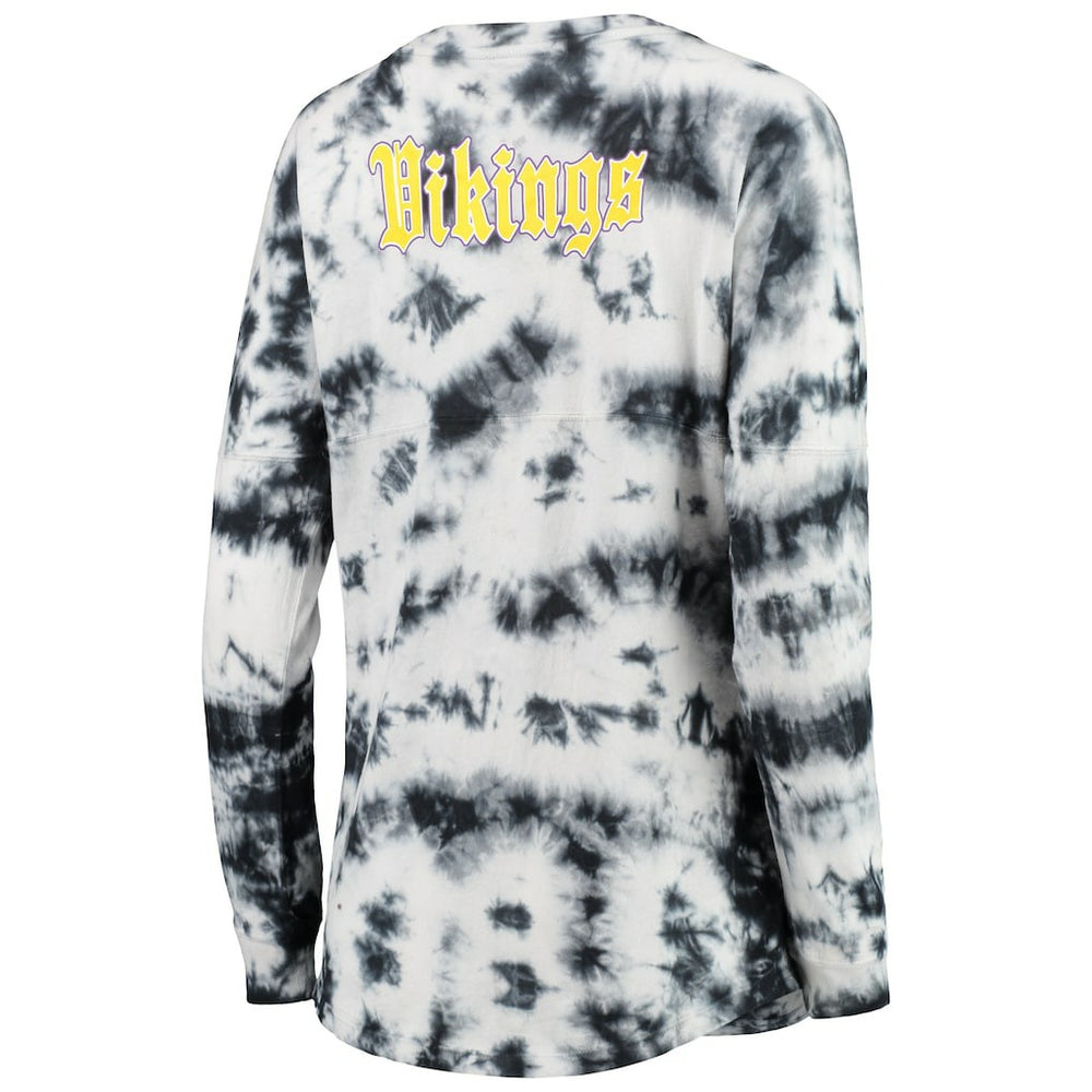 Minnesota Vikings New Era Women's Tie-Dye Long Sleeve T-Shirt Black - NFL