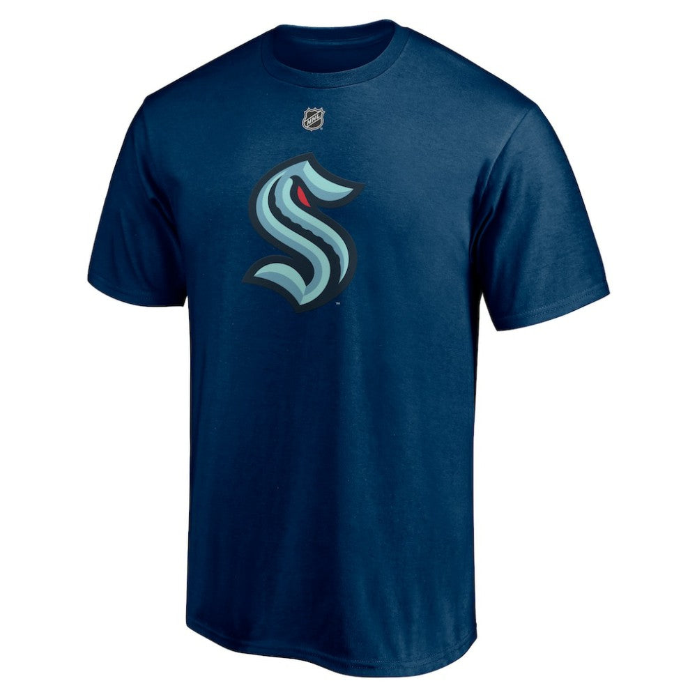 Philipp Grubauer Seattle Kraken Fanatics Authentic Stack Name & Number T-Shirt Deep Sea Blue