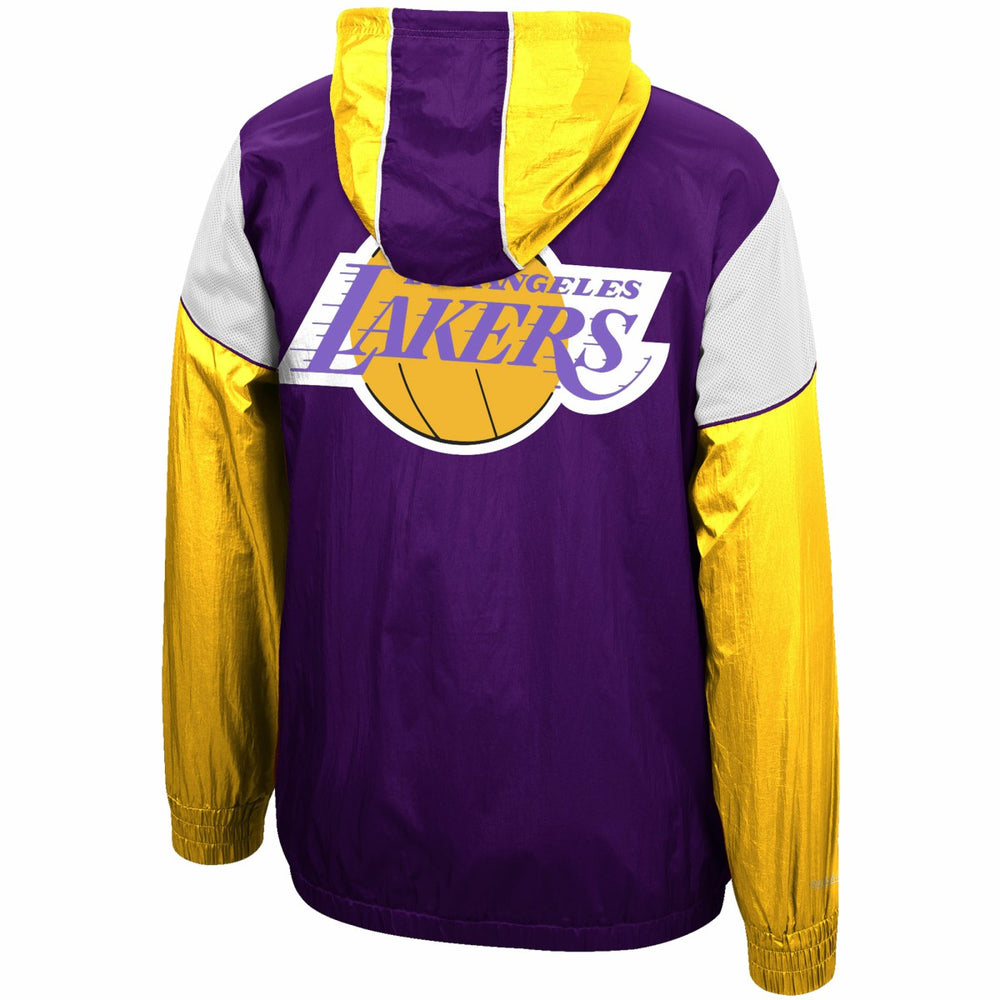 Mitchell & Ness - Los Angeles Lakers Hardwood Classics Highlight Reel Windbreaker Half-Zip Hoodie Jacket - Purple/Gold