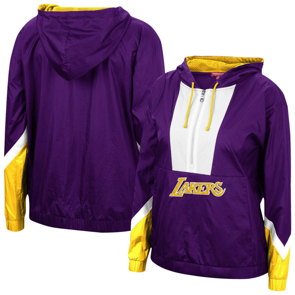 Mitchell & Ness - Los Angeles Lakers Women's Half-Zip Windbreaker 2.0 Hoodie - Purple