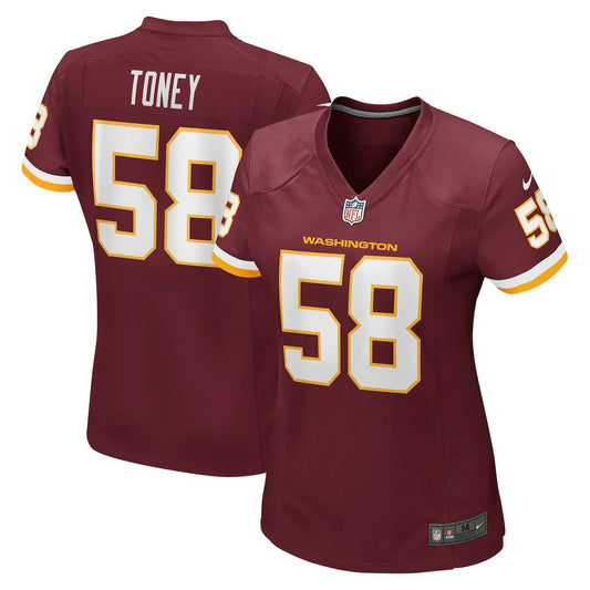Shaka Toney Washington Football Team Women's Game Jersey - Burgundy | NFL Jerseys