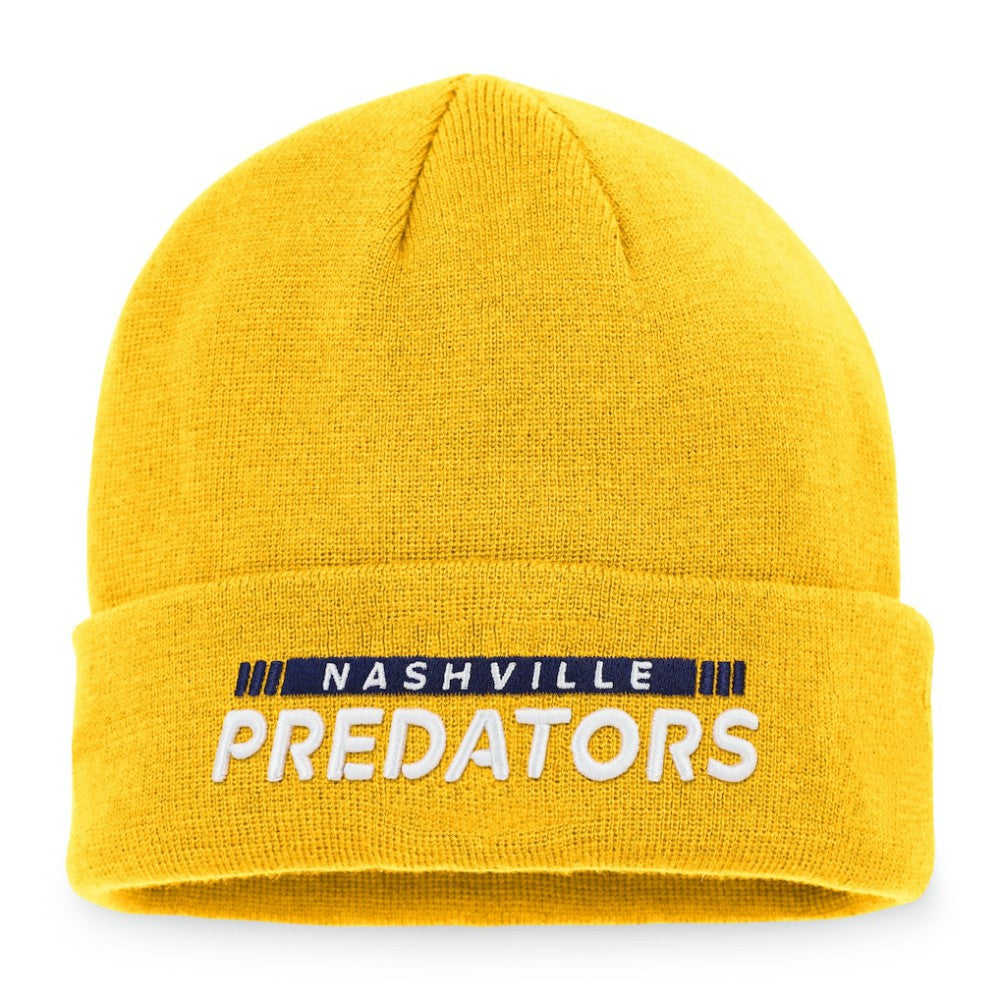 Nashville Predators - Fanatics Authentic Pro Rink Cuffed Knit Hat Gold