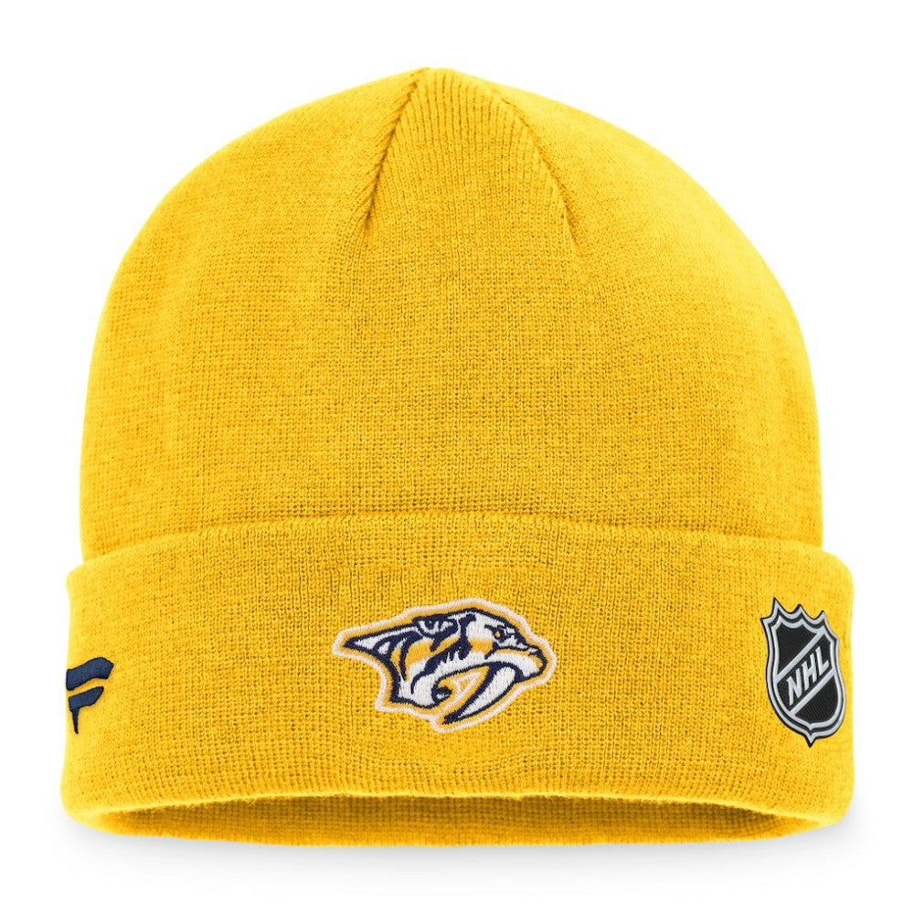 Nashville Predators - Fanatics Authentic Pro Rink Cuffed Knit Hat Gold