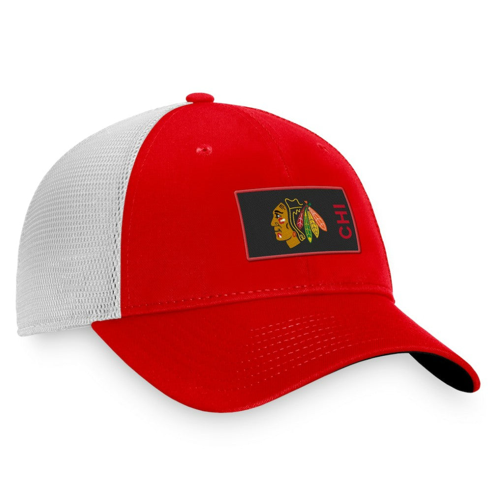 Chicago Blackhawks Fanatics Authentic Pro Rink Trucker Snapback Hat Red