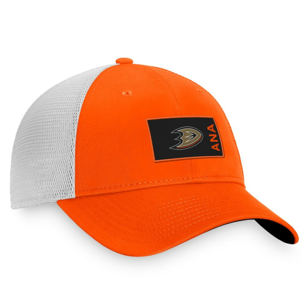 Anaheim Ducks - Fanatics Authentic Pro Rink Trucker Snapback Hat Orange/White