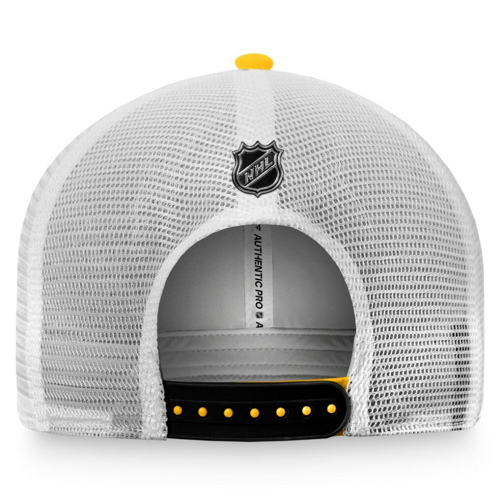 Pittsburgh Penguins Fanatics Authentic Pro Rink Trucker Snapback Hat Gold/White