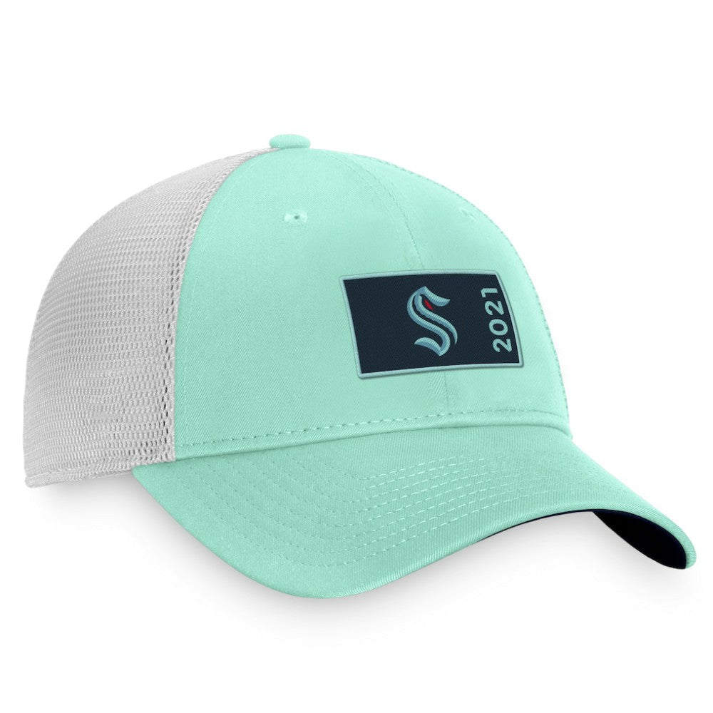 Seattle Kraken Fanatics Authentic Pro Rink Trucker Snapback Hat Light Blue/White